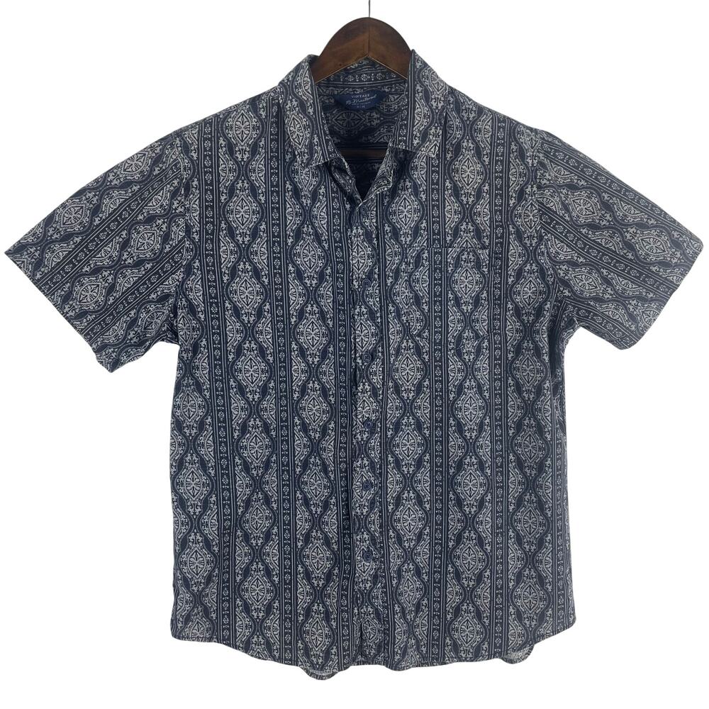 Vintage Re-Mastered by Cotton-On MNS Shrt Sleeve Button Down Shirt M Navy Cotton